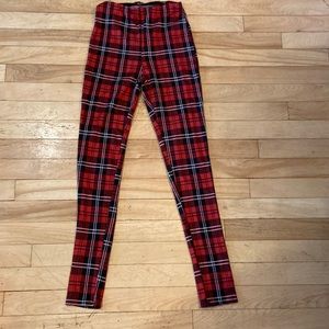 Fashion Nova, red plaid leggings size small